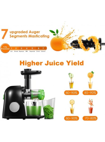 BBZZ Juicer Machines Easy to Clean,Slow Masticating Juicer Extractor with Quiet Motor & Reverse Function,BPA-Free,Cold Press Juicer with Brush,Juice Recipes for Vegetables and Fruits Classic Black B09QKP9LR5