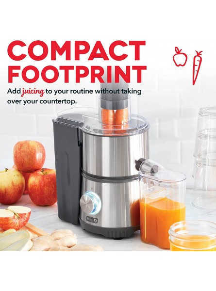 Dash Compact Centrifugal Juicer Press Juicing Machine 2-Speed 2 Wide Feed Chute for Whole Fruit Vegetable Anti-drip Stainless Steel Sieve Cool Grey B0973D61FK