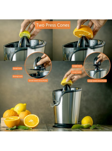 Electric Citrus Juicer Orange Juicer Electric with Quiet Motor Anti-Drip Spout and 2 Cones for Orange Lemon Grapefruit Dishwasher Safe Easy to Clean Stainless Steel B09WK1V4ZX