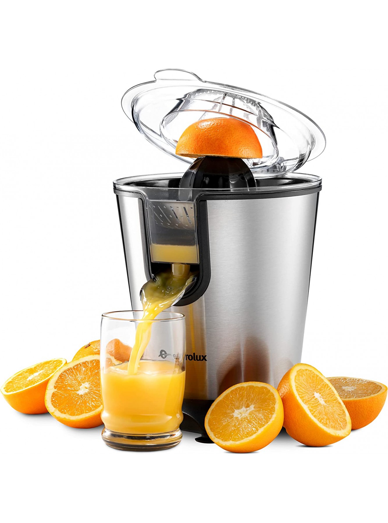 Eurolux Electric Citrus Juicer Squeezer for Orange Lemon Grapefruit With 160 Watts of Power Brushed Stainless Steel B08DJ8RSCK