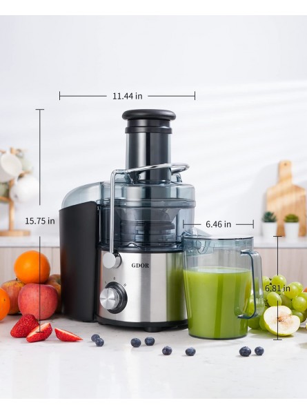 GDOR 1200W Juicer with Titanium Enhanced Cut Disc Larger 3” Feed Chute Juicer Machines for Whole Fruits and Vegetables Centrifugal Juicer with 40 Oz Juice Pitcher BPA-Free Easy to Clean Silver B09VYYCBYW