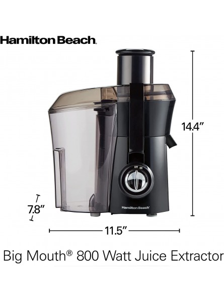 Hamilton Beach Juicer Machine Big Mouth Large 3” Feed Chute for Whole Fruits and Vegetables Easy to Clean Centrifugal Extractor BPA Free 800W Motor Black B00E0IBKLQ