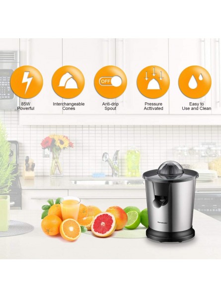 Homeleader Electric Citrus Juicer Lemon Squeezer with Stainless Steel Orange Squeezer with Two Cones Powerful Motor for Grapefruits Orange and Lemon Black B07Q2F1CGM