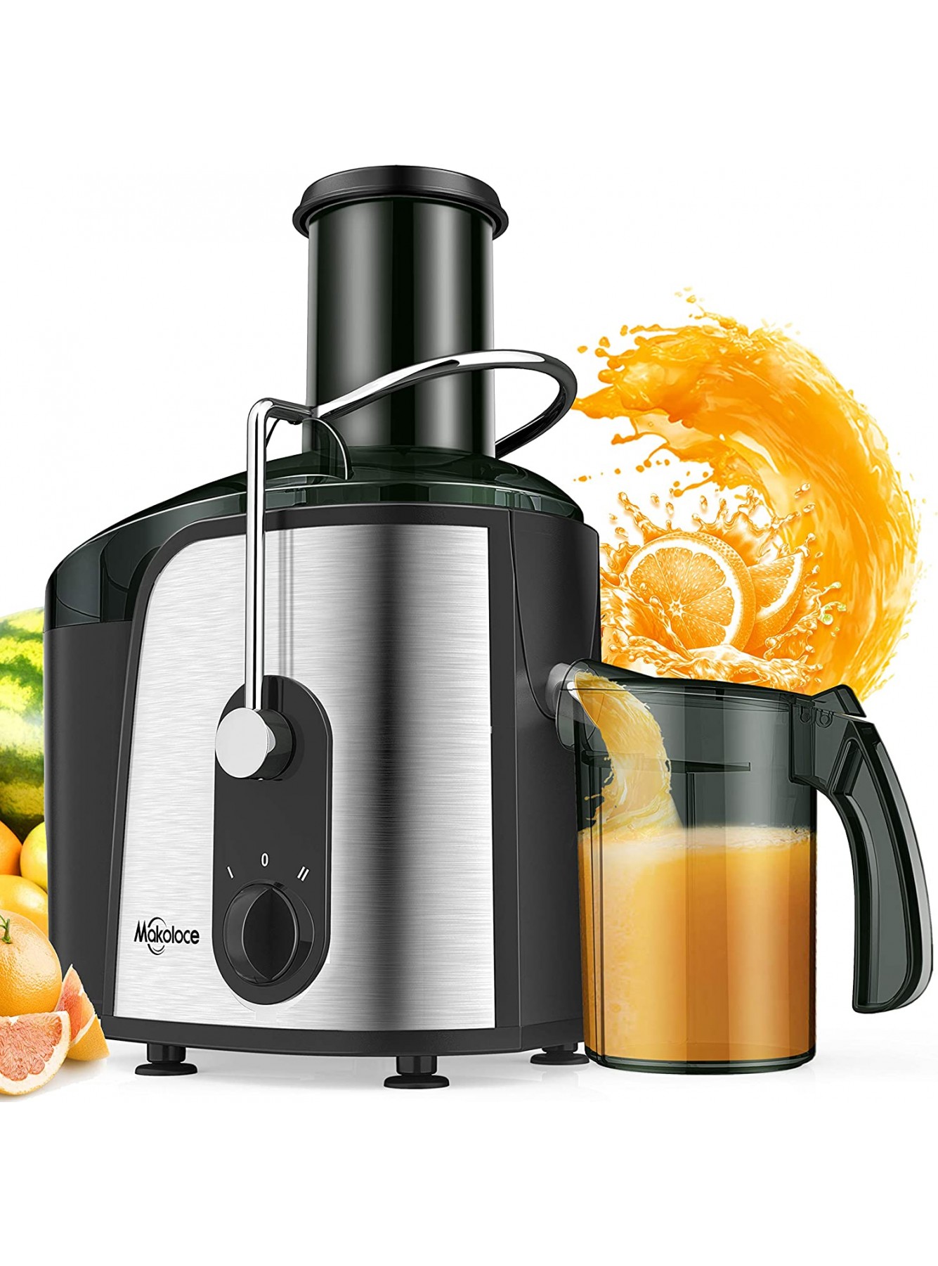 Juice Extractor 1200W Juicer Machines with 3 Large Feed Chute Makoloce Centrifugal Juicers with Cleaning Brush Compact Juice Maker for Fruits and Vegs BPA-Free B08NVZ37CT