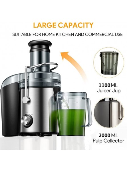 Juicer Machines 1000W Juicer Extractor Quick Juicing for Whole Fruit and Vegetable Easy to Clean 75MM Large Feed Chute Dual Speed Setting and Non-Slip Feet Silver B09NZJS569