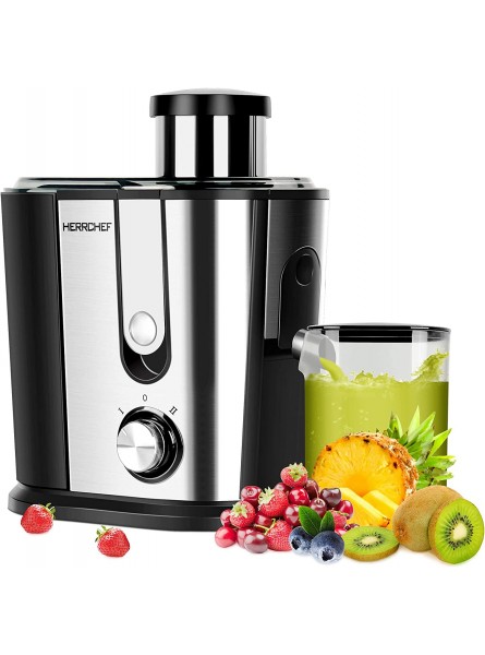 Juicer Machines HERRCHEF 600W Juice Extractor with 3'' Wide Mouth 2 Speed Stainless Steel Compact Centrifugal Juicer for Vegetable and Fruit Easy to Clean with Anti-drip BPA-Free B08YF7TYPF