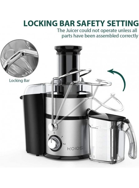KOIOS Centrifugal Juicer Machines Juice Extractor with Extra Large 3inch Feed Chute 304 Stainless Steel Filter High Juice Yield for Fruits and Vegetables Easy to Clean 100% BPA-Free 1200W Powerful Dishwasher Safe Included Brush B07YWPK8TS