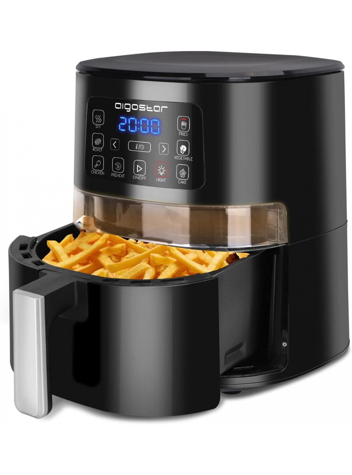 1500W Air Fryer 4.2QT Aigostar 7-in-1 Digital Air Fryer with Viewing Window and Timer & Temperature Controls One-Touch Presets Nonstick Basket Oilless Hot Air Fryer Air Cooker Black B08YNQZ1JD