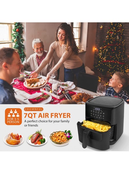 CROWNFUL 7 Quart Air Fryer Oilless Electric Cooker with 12 Cooking Functions LCD Digital Touch Screen with Precise Temperature Control Nonstick Basket 1700W UL Listed-Black B08GNZJ4R1