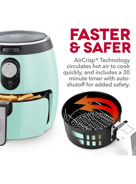 Dash Deluxe Electric Air Fryer + Oven Cooker with Temperature Control Non-stick Fry Basket Recipe Guide + Auto Shut off Feature 1200-Watt 3 Quart Aqua B07XM9JC5H
