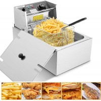 Deep Fryer for the Home with Basket Lid and Temperature Control 6L 6.34QT Stainless Steel Electric Fryers Countertop Oil Fryer for French Fries Wings Donuts Fish B097H7J8R4