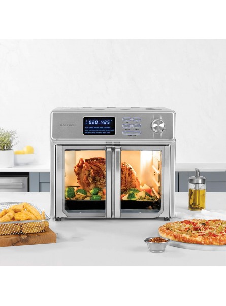 Kalorik 26 QT Digital Maxx Air Fryer Oven with 7 Accessories Roaster Broiler Rotisserie Dehydrator Oven Toaster Pizza Oven and Slow Cooker. Includes Cookbook. Sears up to 500⁰F. Extra Large Capacity All in One Appliance. Stainless Steel. AFO 47269 SS B08L