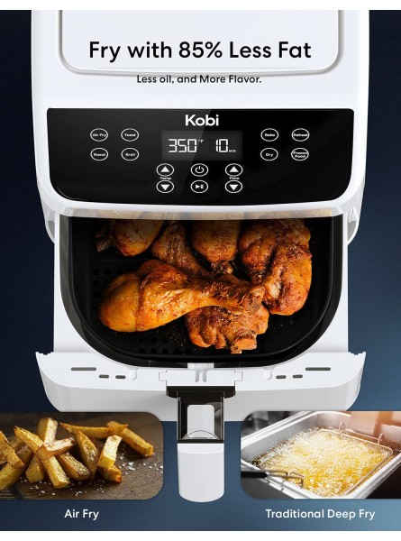 Kobi Air Fryer XL 5.8 Quart,1700-Watt Electric Hot Air Fryers Oven & Oilless Cooker LED Display 8 Preset Programs Shake Reminder Roasting Nonstick Basket ETL Listed 100 Recipes Book White B08SCQTBC1