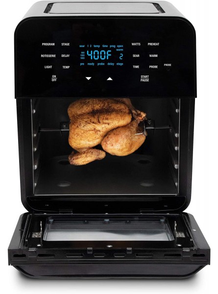 NUWAVE BRIO 14-Quart Large Capacity Air Fryer Oven with Digital Touch Screen Controls and Integrated Digital Temperature Probe; 3 Heavy-Duty NEVER-RUST Stainless Steel Mesh Racks Renewed B0893Q5XRK