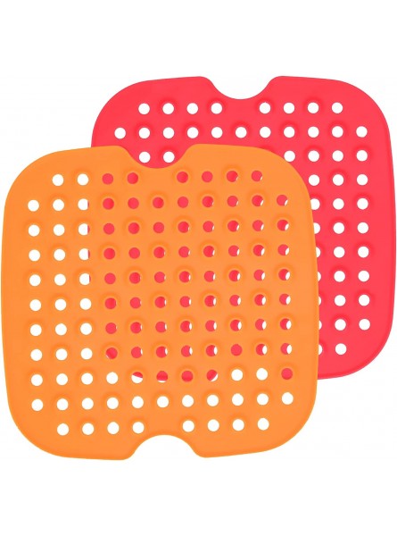 Podazz 2 Pack Upgraded Air fryer liners,8.5 Inch Square Non-stick Silicone Air Fryer Basket Mats,Air Fryer Accessories For NINJA GOURMIA POWER XL CHEFMAN ULTREAN PHILIPS and More Orange+Red B096KFJN5J