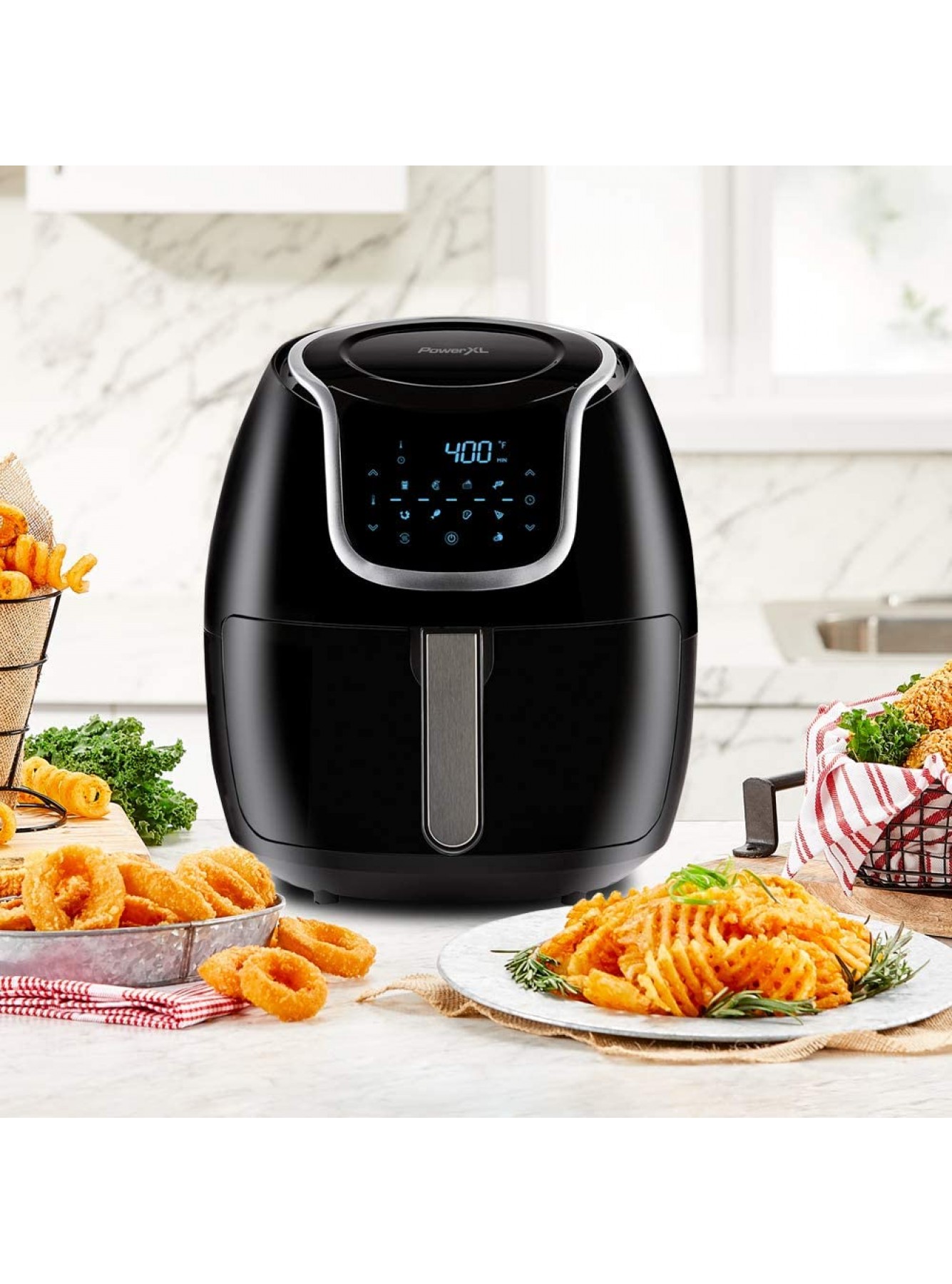 PowerXL Grill Air Fryer Combo 6 qt 12-in-1 Indoor Grill, Air Fryer, Slow Cooker, Roast, Bake, 1550-Watts, Stainless Steel Finish (Standard)