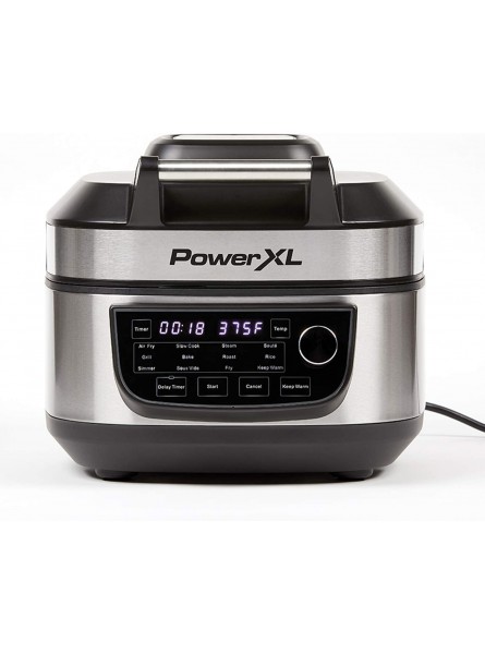 PowerXL Grill Air Fryer Combo 6 QT 12-in-1 Indoor Grill Air Fryer Slow Cooker Roast Bake 1550-Watts Stainless Steel Finish Standard B08L3SW8DZ