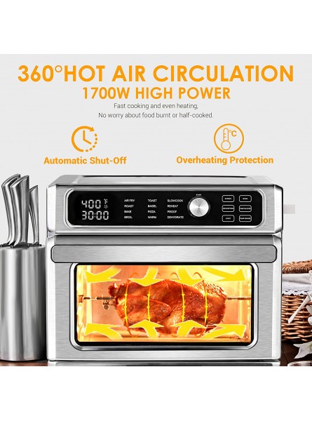 REDMOND Air Fryer Toaster Oven 23 Quart,12 in 1 Air Fryer Oven Dehydrator,1700W Toaster Oven Air Fryer Combo Digital Convection Oven with 360°Hot Air Circulation Slidable Crumb Tray,7 Accessories B0963F5KKW