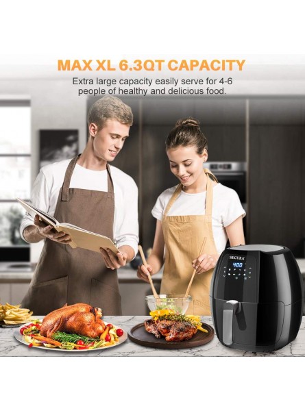 Secura Max 6.3Qt Air Fryer 1700W Digital Hot Air Fryer | 10-in-1 Oven Oilless Electric Cooker w Preheat & Shake Remind 8 Cooking Presets Nonstick Basket ETL Listed B07Y2QSW9K