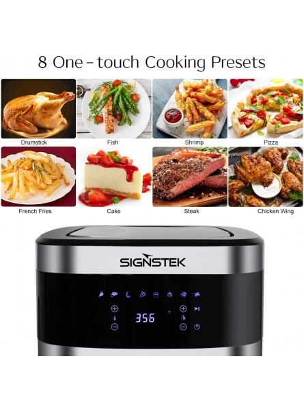 Signstek 5.8QT Air Fryer Oven XL- Large Electric Cooker Nonstick Basket Easy to Clean Easy One Touch Screen with 8 Preset and Recipes for Kitchen Grill Toaster Roast Reheat Bake B07CTHDQW3