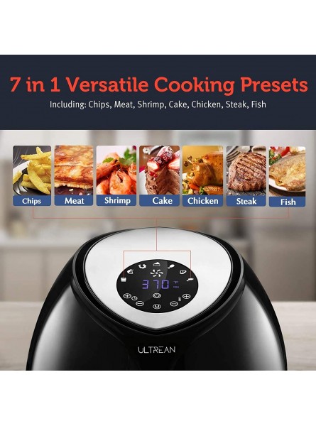 Ultrean Large Air Fryer 8.5 Quart Electric Hot Air Fryers XL Oven Oilless Cooker with 7 Presets LCD Digital Touch Screen and Nonstick Detachable Basket UL Certified Cook Book 1-Year Warranty 1700W Black B07PPD1H64