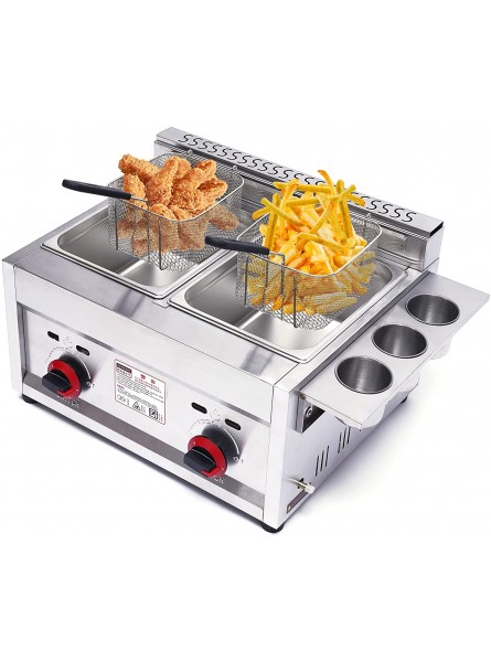 12L Dual Tanks Commercial LPG Gas Deep Fryer w  2 Fry Baskets High Capacity Countertop Kitchen Stainless Steel Frying Machine for French Fry Restaurants Supermarkets Fast Food Stands B09TT57DPK