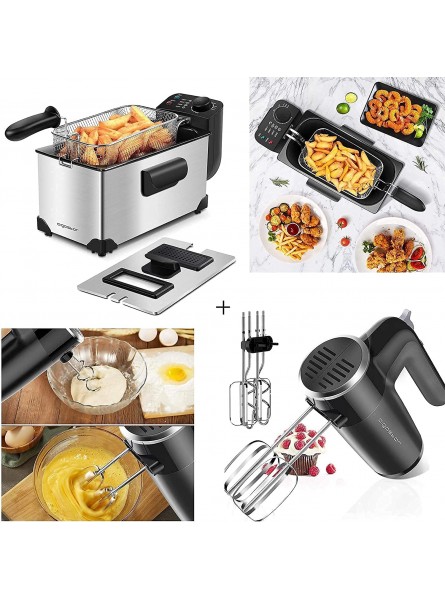 Aigostar Deep Fryer 3 Liters Capacity Oil Frying Pot with View Window 1650W Ushas 6 Speed Hand Mixer Electric 250W Powerful Mixers for Easy Whipping Mixing Cookies Dough Cakes Batters. B08W4ZTTPK