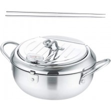DOITOOL Deep Fryer Pot with Oil Drainer Rack 36cm Chopsticks and Japanese Style Stainless Steel Tempura Frying Pot for French Fries Chicken Fish and Shrimp 20CM B08XZ9TYB7
