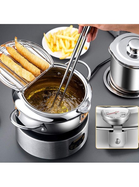 Hvanam Deep Fryer Pot With Oil Drop Tray Basket And Oil Thermometer Japanese-Style Tempura Small Mini Fryers For The Home Fry Chicken Chips Fish And Shrimp304 Stainless Steel 2.2L With Food mesh spoon B08H11S79J