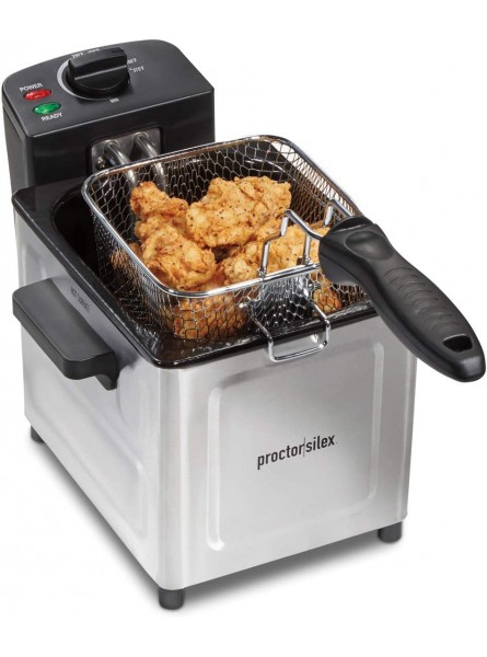 Proctor Silex Deep Fryer with Frying Basket 1 to 4 Servings 1.5 Liter Oil Capacity Professional Grade Electric 1200 Watts Stainless Steel 35041PS B015YUDZ8O