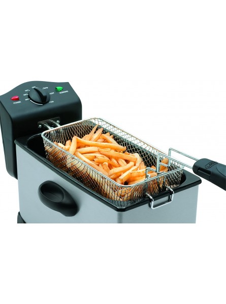 Salton Stainless Steel Deep Fryer 3 Liter Oil Capacity with Wire Mesh Basket Adjustable Temperature Control and Ready Lights Completely Detachable Parts for Easy Clean Up 1700 Watts DF1233 3L B00CRERDUW