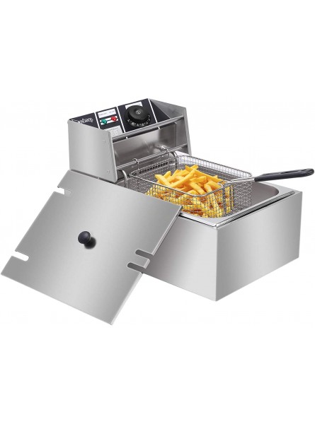 ZOKOP Deep Fryer with Basket 2500W Stainless Steel Electric Countertop Deep Fryer with 6.3 Quart Oil Container & Lid Adjustable Temperature Large Capacity Kitchen Frying Machine Perfect for Chicken Shrimp French Fries B097DW5B43