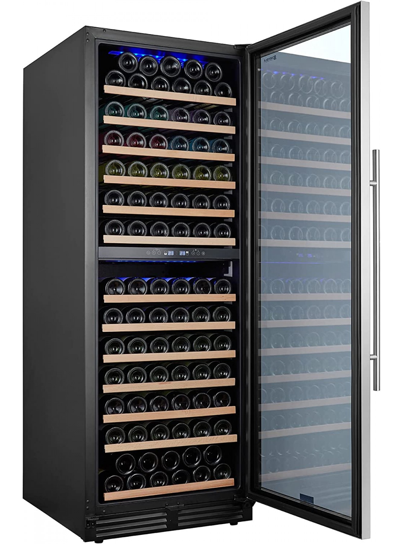 24 Inch Wine Refrigerator 164 bottles Dual Zone Built-in or Freestanding Wine Fridge with Tempered Glass Door and Temperature Memory Function Quiet Operation Upgraded Compressor Wine Cooler B0B3HVJMKR