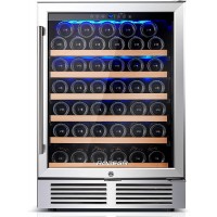 BODEGA 24 Inch Wine Cooler,52 Bottle Wine Refrigerator with Upgrade Compressor Fits Champagne Bottles Keep Consistent Temperature Low noise Built in or Freestanding Wine Fridge for Home Office Bar B08FDM14YL