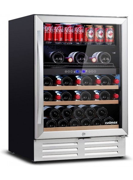 CUSIMAX 24 Inch Dual Zone Wine Cooler Under Counter Wine and Beverage Refrigerator Built-in or Freestanding Wine Fridge with 37-64°F Digital Temperature Control Front Vent Quiet Operation B09HHDX98Z