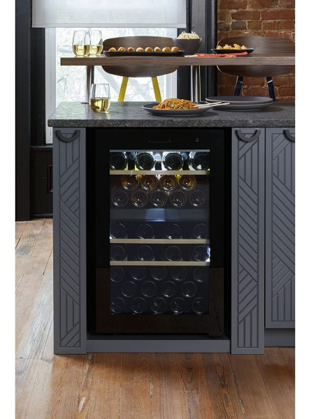 Haier Wine Cooler & Beverage Refrigerator | Mini Wine Fridge Complete With Dual-Zone Temperature Control Triple-Pane Glass Door Alarm & LED Interior Lighting | Fits 44 Wine Bottles | Black B098KFR1R5