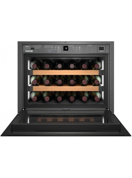 Liebherr HWGB1803 24 Built-In Integrated Wine Cabinet with Drop Down Door 1.7 cu. ft. Capacity 34 dBA Noise Level 18 Wine Bottle Capacity and LED Lighting in Black B07GLC2RXJ