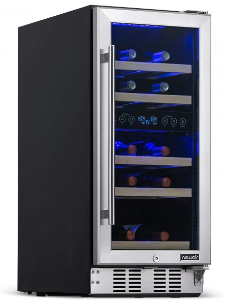 Newair 15" Wine Cooler Refrigerator | 29 Bottle Capacity | Fridge Built-in Or Free Standing | Dual Zone Wine Fridge With Removable Beech Wood Shelves In Stainless Steel NWC029SS01 B084Z1LG8W
