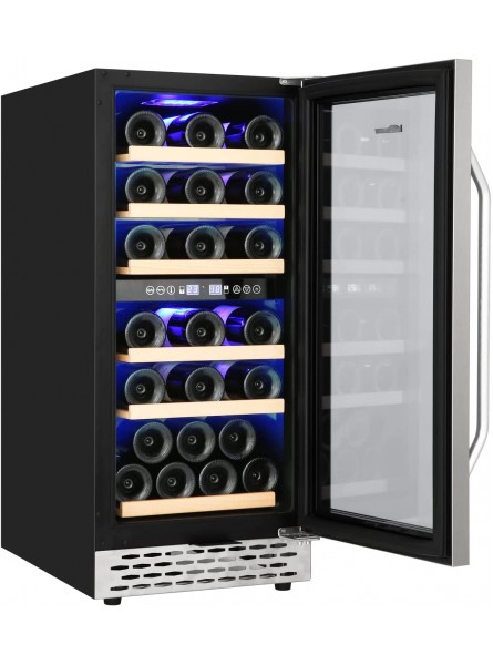 SEJOV 32 Bottle Dual Zone Wine Fridge 15 Inch Built-in or Freestanding Wine Cooler with Stainless Steel Tempered Glass Door and Temperature Memory Function Quiet & Energy Saving & LED Display Wine Refrigerator Silver B09V88ZGPN