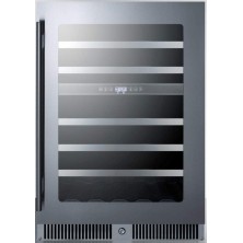 Summit Appliance CL244WC 24" Wide 44 Bottle Dual Zone Wine Cellar with Stainless Steel Trimmed Glass Door Right-Hand Door Swing Stainless Steel Kickplate Lock and Black Cabinet B08L9VXCWM