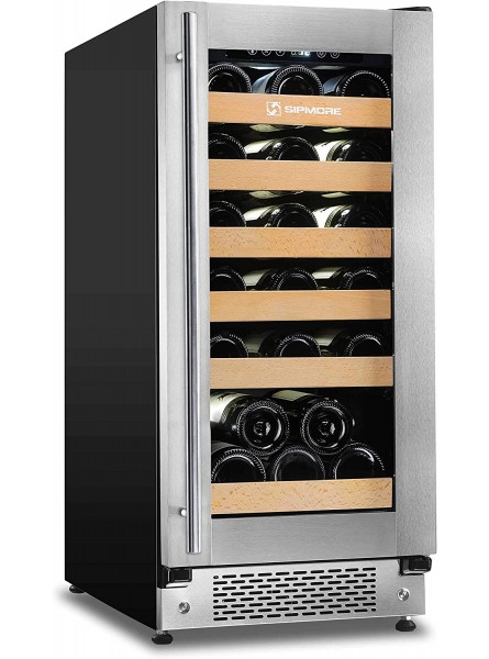 【Upgraded】 Wine Cooler Built-in Multi-Size Bottle TS-2 series Wine refrigerator Double-Layer Tempered Glass Door Stainless Steel Front Ventilation 15 Inch 30 Bottles B07KSGT1B7