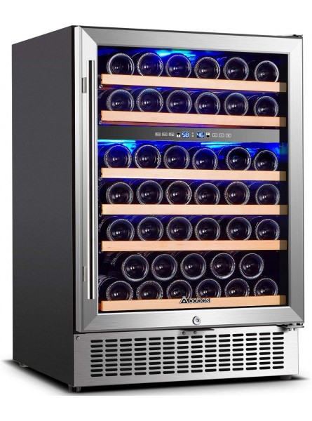 【Upgraded】Wine Cooler Dual Zone,AAOBOSI 24 inch 51 Bottle Wine Refrigerator Built-in or Freestanding with Fashion Look,Quick and Silent Cooling System Double-Layer Tempered Glass Door Front Ventilation B08F7CS66K