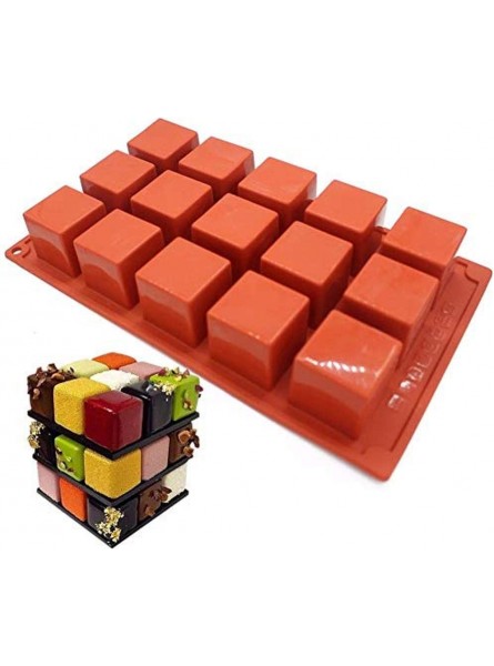 ANLIN Silicone Cube Mold Ice Cube Tray 15 Cups 4 4 4cm Cube Chocolate Mould B07KZQPBSX