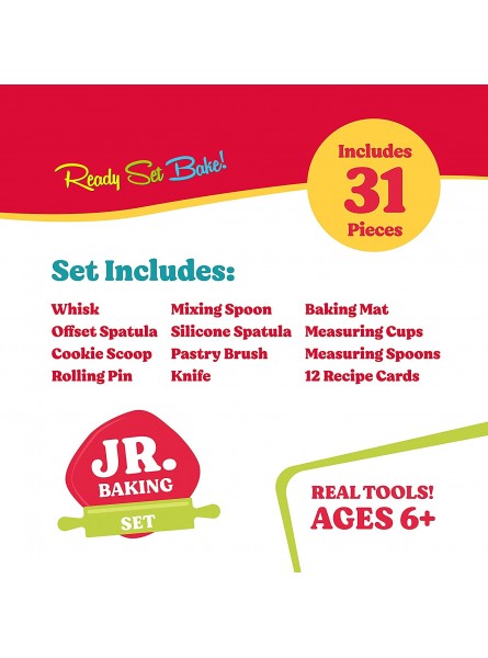 Baketivity 31 Piece Kids Cooking and Baking Set with Recipe Cooking Cards. Kids Cooking Set with Real Baking Tools for Kids Ages 6 and Up Ultimate Baking Gift for Girls Boys Toddlers Junior Chefs B08MQRTRYS