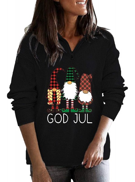 Christmas Women'S Gifts,Zip Pullover Turn-Down Collar Tops Winter Fleece Festival Print Long Sleeve Sweatshirt Ladies Blouse B09F6W22TP