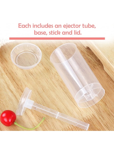 EKIND Round Shape Clear Push-Up Cake Pop Shooter Push Pops Plastic Containers with Lids Base & Sticks Pack of 40 B07DMBX56C