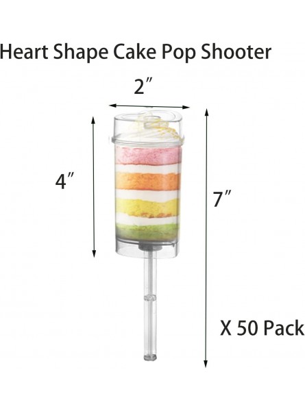 Jucoan 50 Pack Cake Pop Shooter Heart Shape Plastic Cake Push Up Container with Lid Base Stick for Cake Dessert Party B09JZ8BK1Y