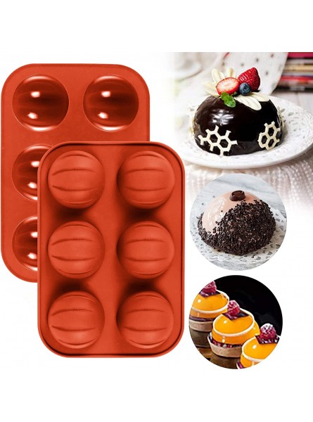 Meideli 6 Cavity Silicone Cake Molds Pumpkin Shaped Multi-purpose Non-stick DIY Pastry Decorating Reusable Candy Mold for Kitchen Cooking Supplies Brick Red B097RN9WV9