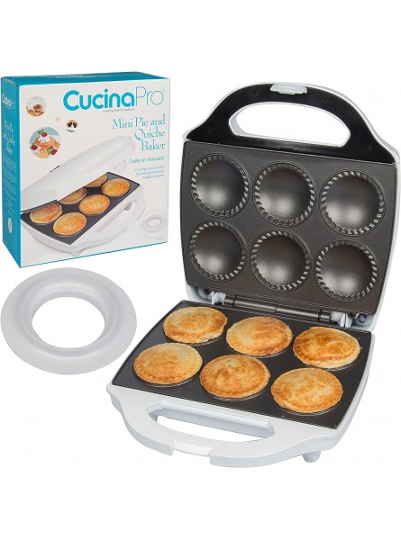 Mini Pie and Quiche Maker- Non-stick Baker Cooks 6 Small Quiches and Pies in Minutes- Dough Cutting Circle for Easy Dough Measurement- Better than Mini Pie Tins or Pans Great Gift B06WD5NT8X