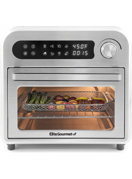 Elite Gourmet Maxi-Matic EAF1010D# Programmable 10L Fryer Convection Countertop Oven Temperature + Timer Controls Bake Toast Broil Air Fry 10.5 Qt Stainless Steel B09XX1K372